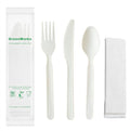 GreenWorks 7-inch Heavy-duty Compostable Cutlery Kit - 200 Sets BPI Certified Eco-Friendly Utensils with Napkins & Bags