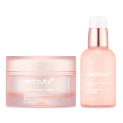medicube Triple Collagen Nourish and Hydrate Duo: Triple Collagen Cream and Triple Collagen Serum | Niacinamide, Hyaluronic Acid for Glowing, Fimer-Looking Skin | Korean Skin Care, Valentines Day Gift