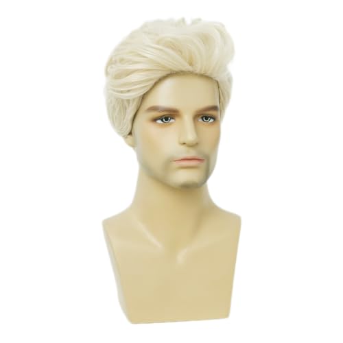 Kaneles Mens Blonde Short Synthetic Wig Natural Fluffy Heat Resistant Halloween - Blonde1