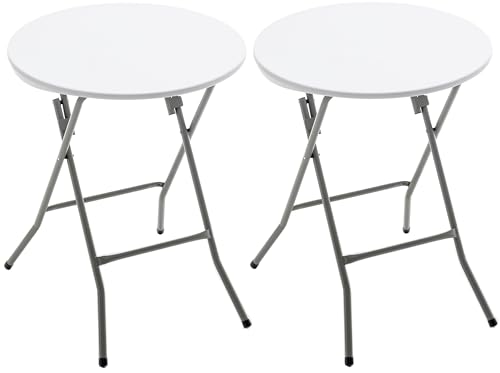 Set of 2 White 24-Inch Round Folding Commercial Banquet Tables - Portable Kitchen & Event Use