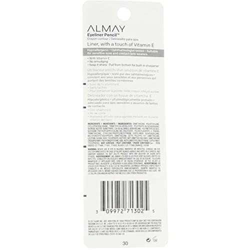 Almay Hypoallergenic Brown Eyeliner Pencil Pack of 6 - Long-Lasting, Water-Resistant, 0.01 oz each