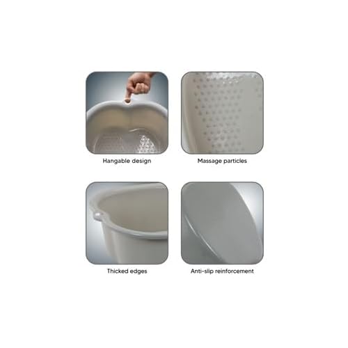 ZENVY Foot Bath Tub and Silicone Foot Scrubber Massage Mat Set for Soothing at-Home Relaxation (Foot Bath & Scrubber Mat)