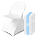 Snow White 50 Pack Stretch Polyester Spandex Chair Covers for Folding Chairs - Banquet, Wedding, Party