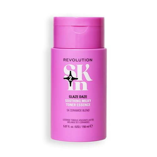 Revolution Skin, Glaze Daze Ceramide Soothing Milky Toner Essence, Facial Toner with Ceremides, Soothes & Calms Skin, Vegan & Cruelty-Free, 11.69 fl oz