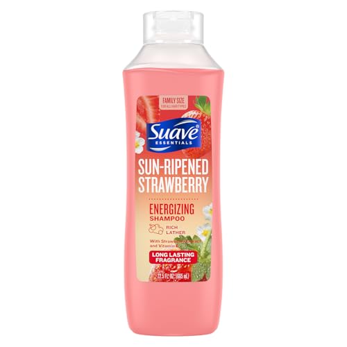Suave Shampoo, Sun-Ripened Strawberry Family-Size ? Energizing Shampoo with Strawberry Extract & Vitamin E, 22.5 Oz