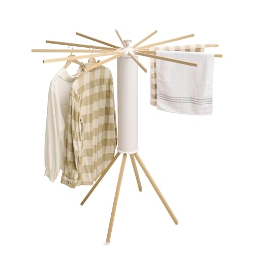 JOOM Four-Leg Foldable Clothes Drying Rack (Wooden 4 Legs) – Portable Space-Saving Garment Drying Rack