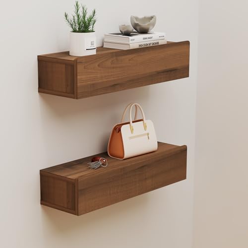 Wall Mounted Console Table 47.24 Inch Solid Wood Narrow Entryway Shelf Walnut