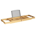 Bamboo Bathtub Caddy Tray - Adjustable Extending Wood Sides for Any Bath or Jacuzzi - Home-Complete