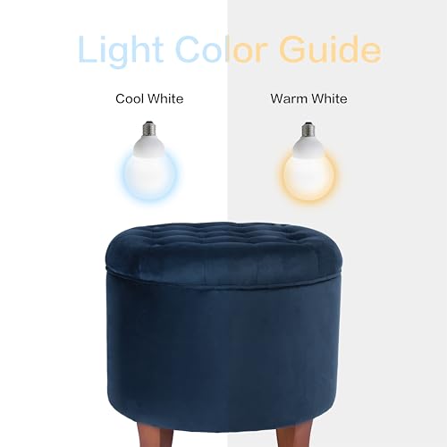 HomePop 19-Inch Velvet Button Tufted Round Storage Ottoman - Navy Blue