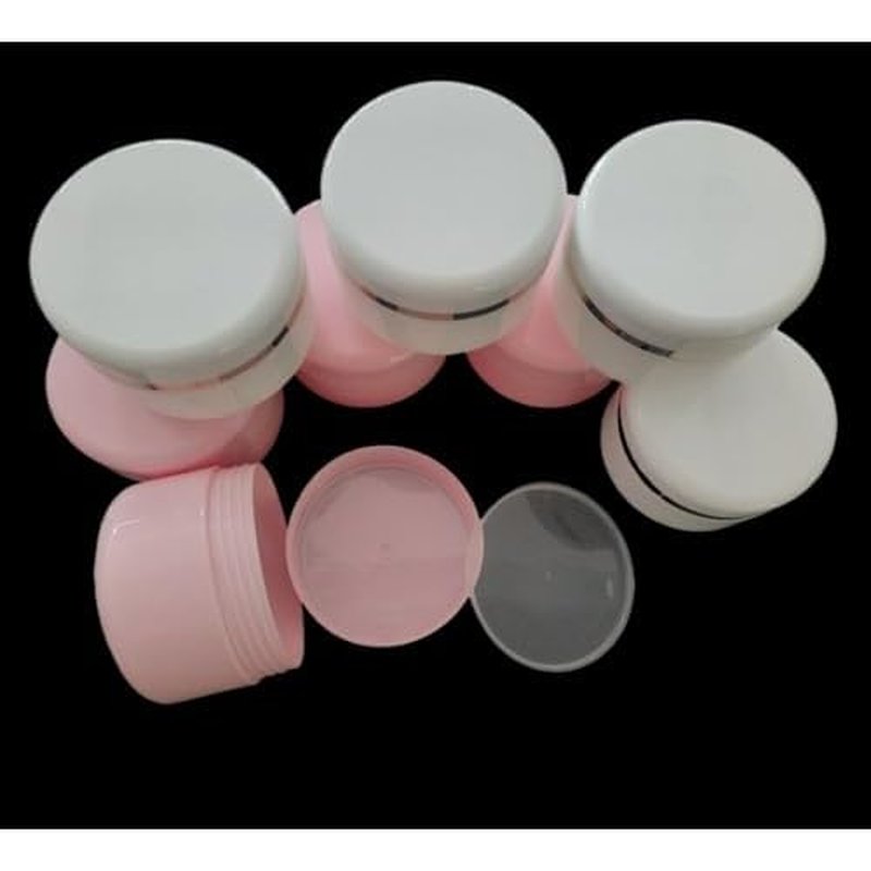 8 Pack Plastic Empty Cosmetic Containers with Lid, Portable 3 Oz 100ml Refillable Make-up Face Cream Jars Case for Body Scrub Mask Lotion Storage Pot (White, Pink)