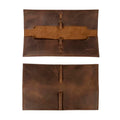 Heather's Rectangular Makeup Brush Organizer, Bourbon Brown Leather, Handmade, Drawstring Closure