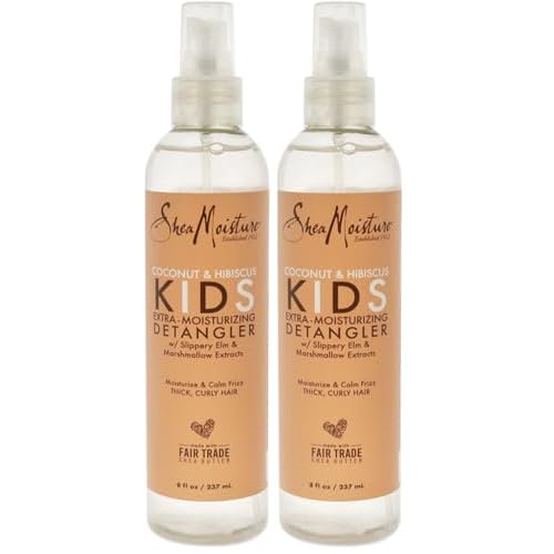 SheaMoisture Detangler Conditioner, 8 oz, Pack of 2 | Kids | Curly Hair | Coconut and Hibiscus | Extra Moisturizing