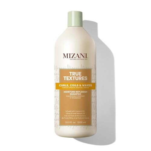 MIZANI True Textures Moisture Replenish Shampoo For Curly Hair - Smooths & Hydrates With Coconut Oil, Sulfate & Paraben-Free
