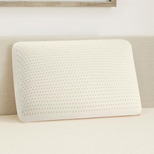 Fomwris Queen Latex Pillow - Medium Loft, Removable Cotton Cover, Breathable, Pressure Relief, Natural Support