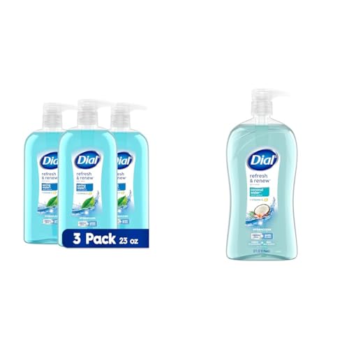 Dial Body Wash, Refresh & Renew Spring Water, 23 fl oz (Pack of 3) + Coconut Water, 32 fl oz