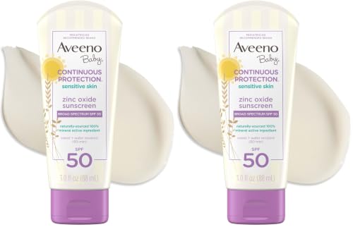 Aveeno Baby Mineral Sunscreen SPF 50 Travel Size 3oz Pack of 2 - Sensitive Skin