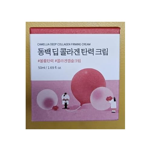ROUND LAB Camellia Deep Collagen Firming Cream 1.69 Fl Oz, Elasticity-Enhancing Face Moisturizer with Multi-Collagen for Long-lasting Hydration, Smooth and Firm Skin, Pore Tightening, Korean Skincare