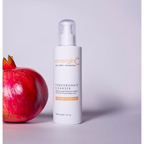emerginC Pomegranate Gel Cleanser - Hydrating Face Wash with Fruit Extracts + Green Tea - Contains Vitamins A, C + E (8.1 oz, 240 ml)