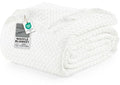 Big Size White Cotton Waffle Blanket 120x120 Inch - Cozy All-Season Bedding