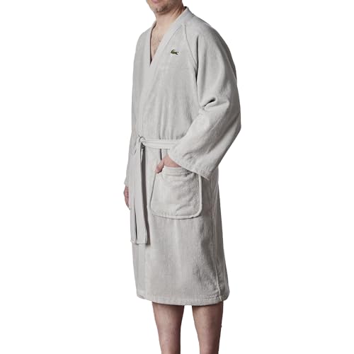 Lacoste Classic Pique Cotton Terry Bath Robe Unisex One Size Micro Chip Variation