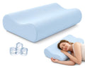Blue 32-Inch King Contour Memory Foam Pillow for Neck Pain Relief - Ergonomic Support