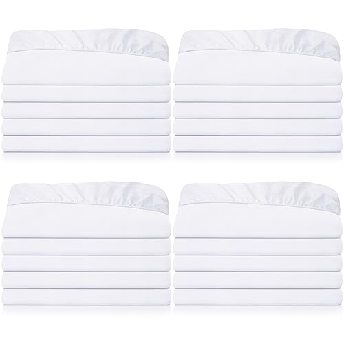 White Twin Fitted Sheets Bulk Pack - Microfiber, Deep Pocket, Elastic Corners