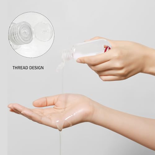 HATTIE 100 Pack Travel Clear Plastic Keychain Bottles 50ml Leakproof Refillable Squeeze