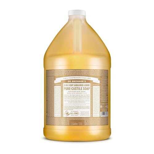 Organic Castile Soap with Sandalwood & Jasmine Oil - 128 Fl Oz, Concentrated & Moisturizing