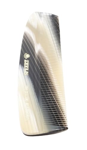 Speert 40-Mazzucchelli Swiss-Made Horn-Inspired Acetate Hair Comb Beige Grey for Styling