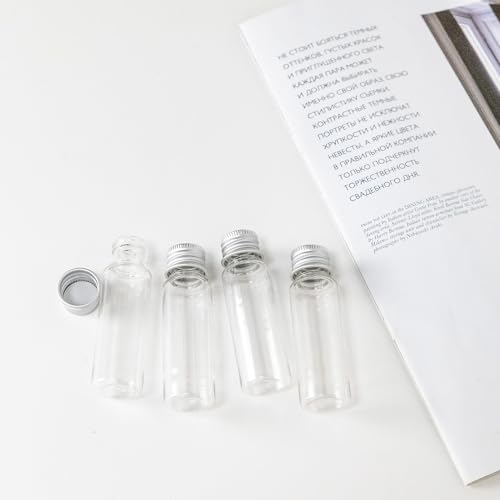 100pcs Clear Plastic Bottle With Aluminium Screw Cap Tiny Jars Cosmetic Container Travel Kit Empty Refillable Bottles Jars 25ml