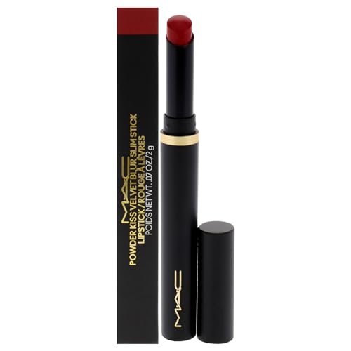 MAC Powder Kiss Velvet Blur Slim Lipstick - 889 Ruby Red - 0.07 oz, Red, New