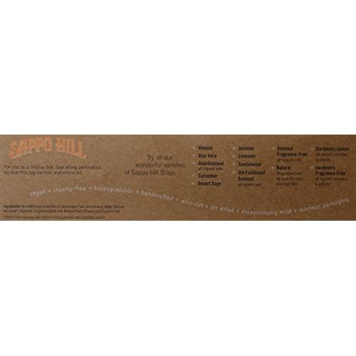 Sappo Hill Soapworks Glycerine Soap Bar, Almond, 3.5 Ounce Bars, 12 Count
