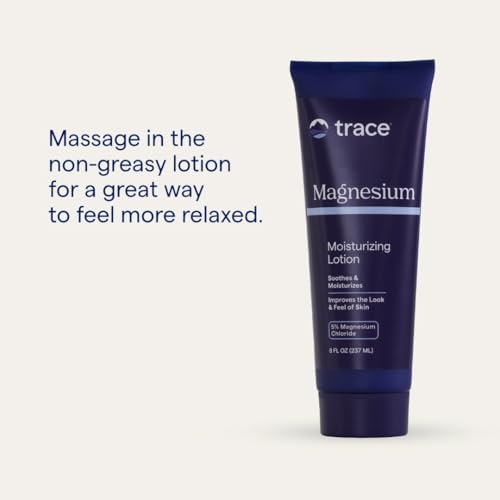 Trace Minerals Magnesium Moisturizing Lotion - Clean Magnesium Cream for Smooth, Soft Skin - Supports Muscles - Hydrates & Easily Absorbs - Aids Against Blemishes - Unscented - 8 fl oz (Pack of 2)