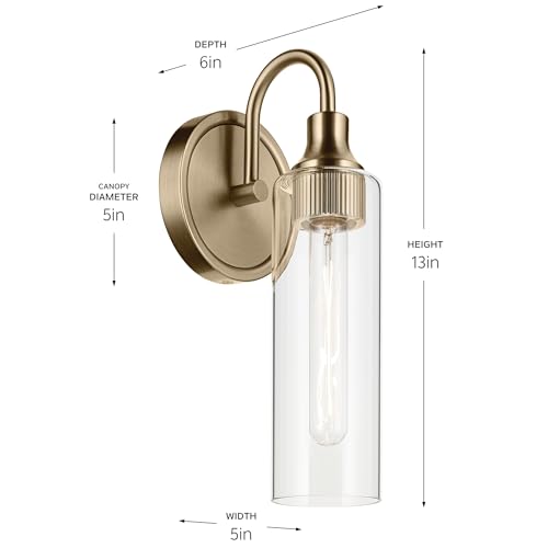 Kichler Kavi 1-Light Bathroom Wall Sconce - Champagne Bronze, Dimmable, 13in