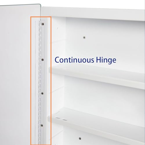 White Plastic Medicine Mirror Cabinet 16x26 Inch Beveled Door Surface & Recessed Mount