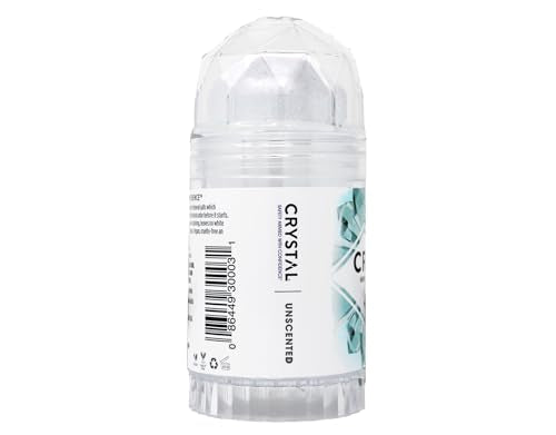 Crystal Essence Unscented Mineral Deodorant Stick Pack of 12 - 24-Hour Odor Protection, Aluminum & Paraben Free