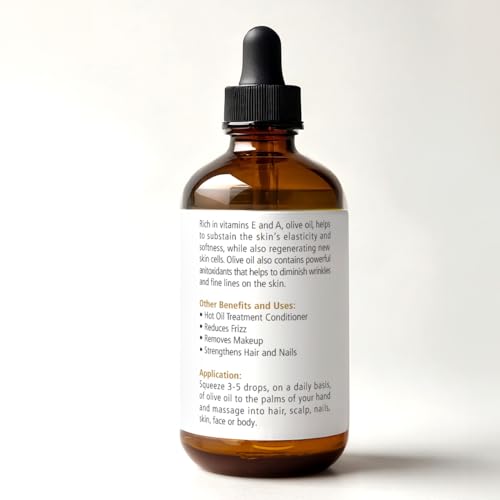 Certified Organic Extra Virgin Olive Oil for Skin & Hair Moisturizer - Cold Pressed, Unrefined