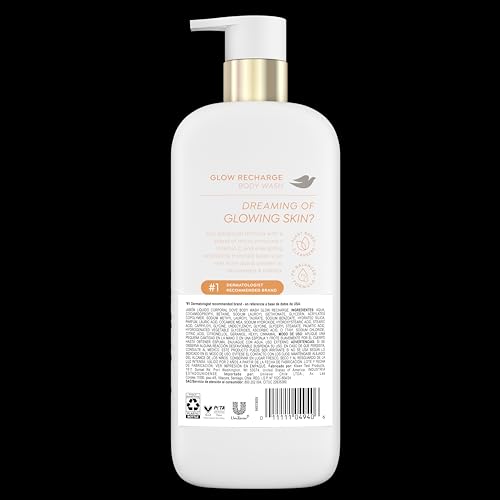Dove Glow Recharge Serum Body Wash 18.5 Fl Oz Pack of 4 – Brightening & Exfoliating