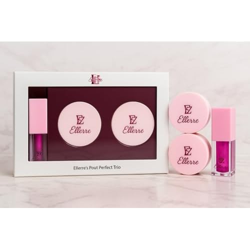 Ellerre Pout Perfect Trio, 3-Step Lip Care System with Scrub, Mask and Gloss, Hydrating and Smoothing Treatment