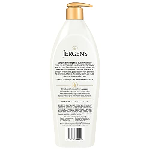 Jergens Shea Butter Hand and Body Lotion, Deep Conditioning Moisturizer, 3X More Radiant Skin, with Pure Shea Butter, Dermatologist Tested, 26.5 oz, 6 Pack
