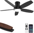 42 Inch Ceiling Fan with Lights, Remote Control, 6-Speed Reversible DC Motor, Dimmable, 3 Color Temperatures, Black