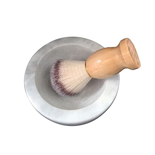 Marble Shaving Bowl£¬Handcrafted White Marble Later£¬Shaving Soap & Cream Bowl for Men£¬Lather Mug with Interior Grooves Builds a Rich.