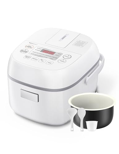 Toshiba Mini Rice Cooker 3 Cups Uncooked - White, Multi-Function Steamer & Warmer