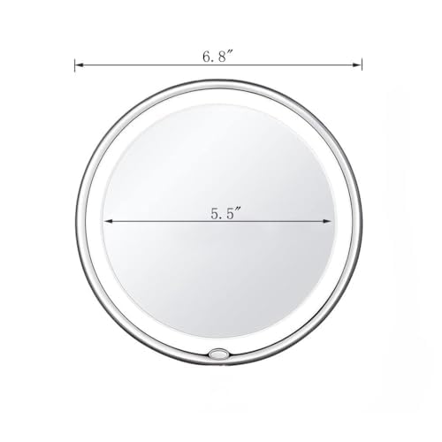 JiBen LED Lighted 10X Magnifying Makeup Mirror with Power Locking Suction Cup, Bright Diffused Light and 360 Degree Rotating Adjustable Arm, Portable Cordless Home and Travel Bathroom Vanity Mirror