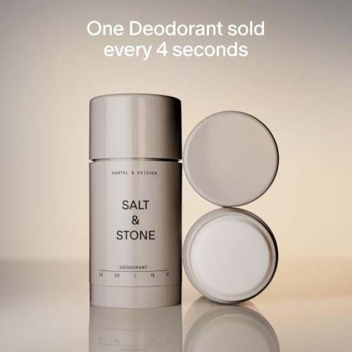 Salt & Stone Aluminum-Free Deodorant Pack of 2 - Extra Strength 48H Protection Santal & Vetiver