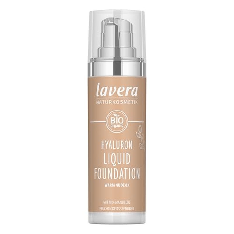 lavera Hyaluron Liquid Foundation - Warm Nude 03 - Foundation Make Up with Hyaluron & Almond Oil for a Flawless Complexion - Face Make Up - PETA Certified - Vegan - Made in Germany - 1 Fl Oz