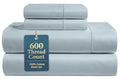 Queen Cotton Sheet Set 600TC Silky Sateen Weave French Blue - 4 Piece