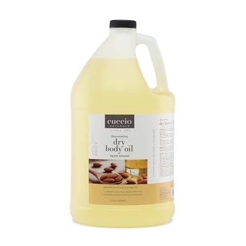 Cuccio Naturale Hydrating Dry Body Oil ? Sweet Almond Scent, 1 Gallon (128 oz) Refill ? Lightweight Non-Greasy Body Moisturizer for Silky Skin ? Professional Spa & Home Use, Paraben-Free, Cruelty-Free