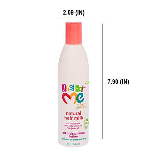 Just for Me Natural Hair Milk Lotion - Hydrates & Strengthens, Contains Coconut Milk, Shea Butter, Vitamin E, & Sunflower Oil, Lightweight Moisture, Reduces Frizz 10 oz
