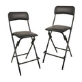 2 Pack Folding Bar Stools with Footrest, 24" Black Portable Seat Set of 2